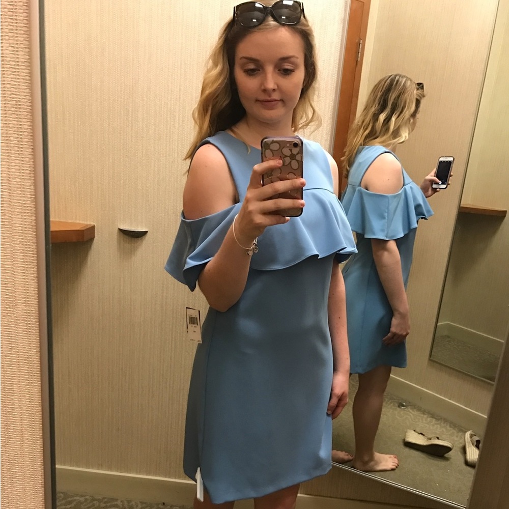 Blue Cold Shoulder Dress